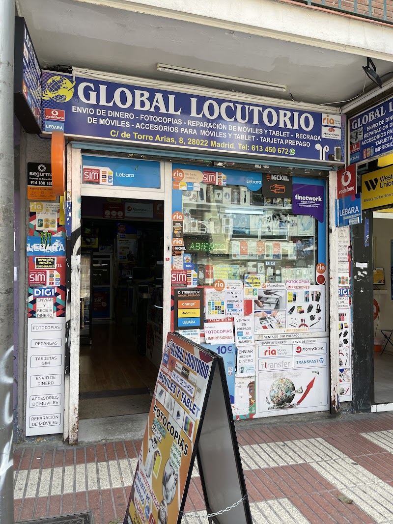 Global Locutorio Internet accesorio reparacion moviles y tablet canillejas