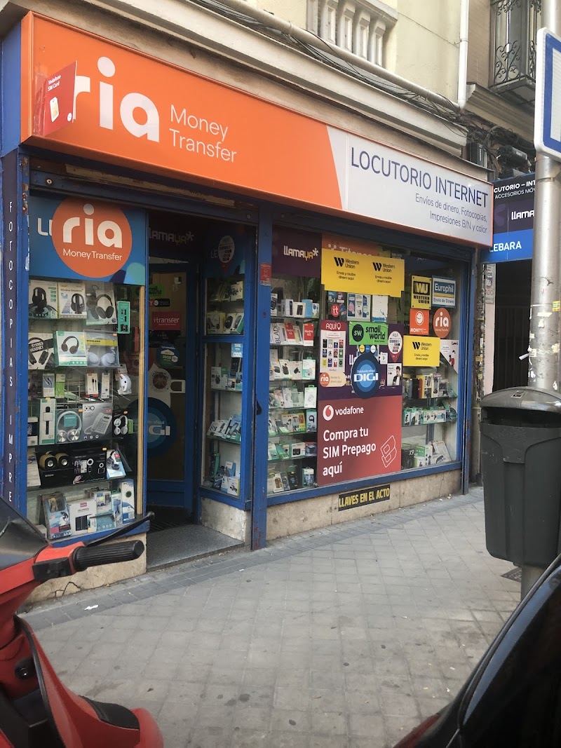 locutorio enviar y recibir dinero RIA WESTREN UNION FOTOCOPIAS ACCESORIOS MOVILES